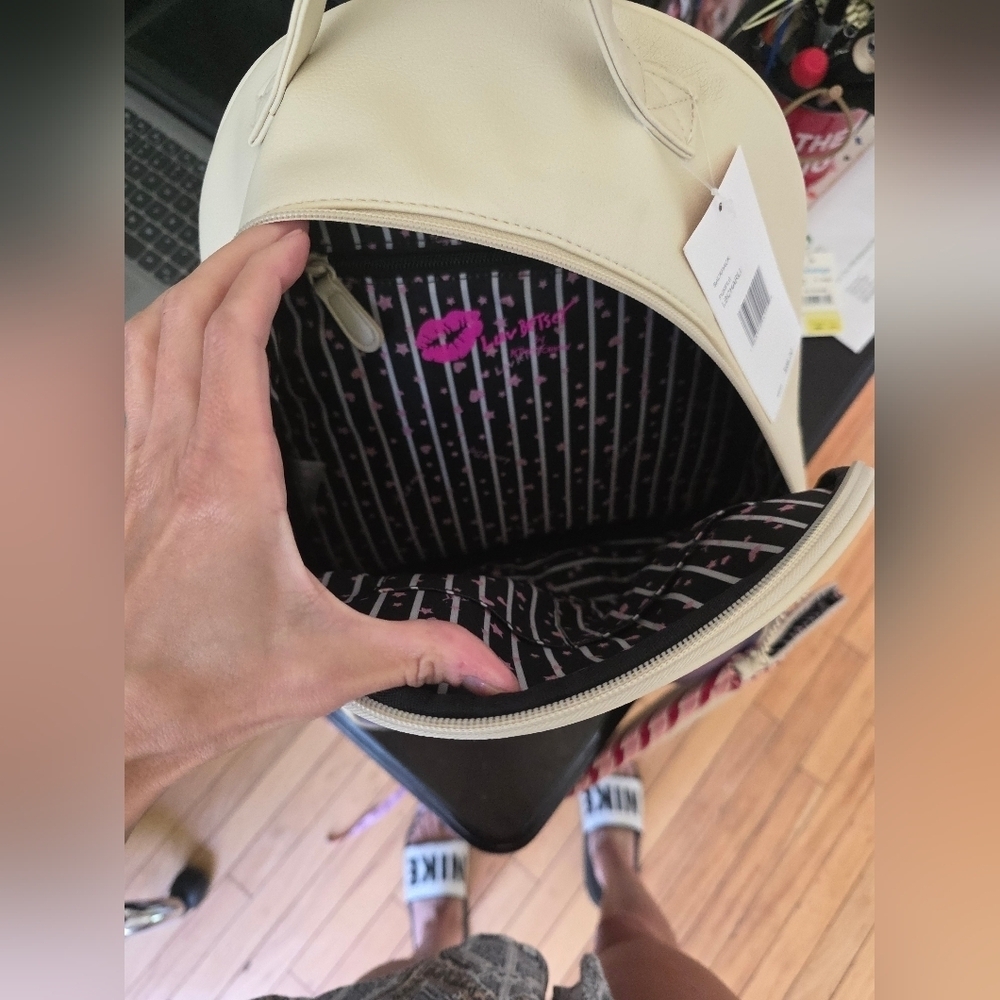 Betsey Johnson Purple and Cream Backpack Love Letters Design - Picture 6 of 10